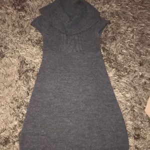 Sweater dress, grey, above knee length, cowl neck